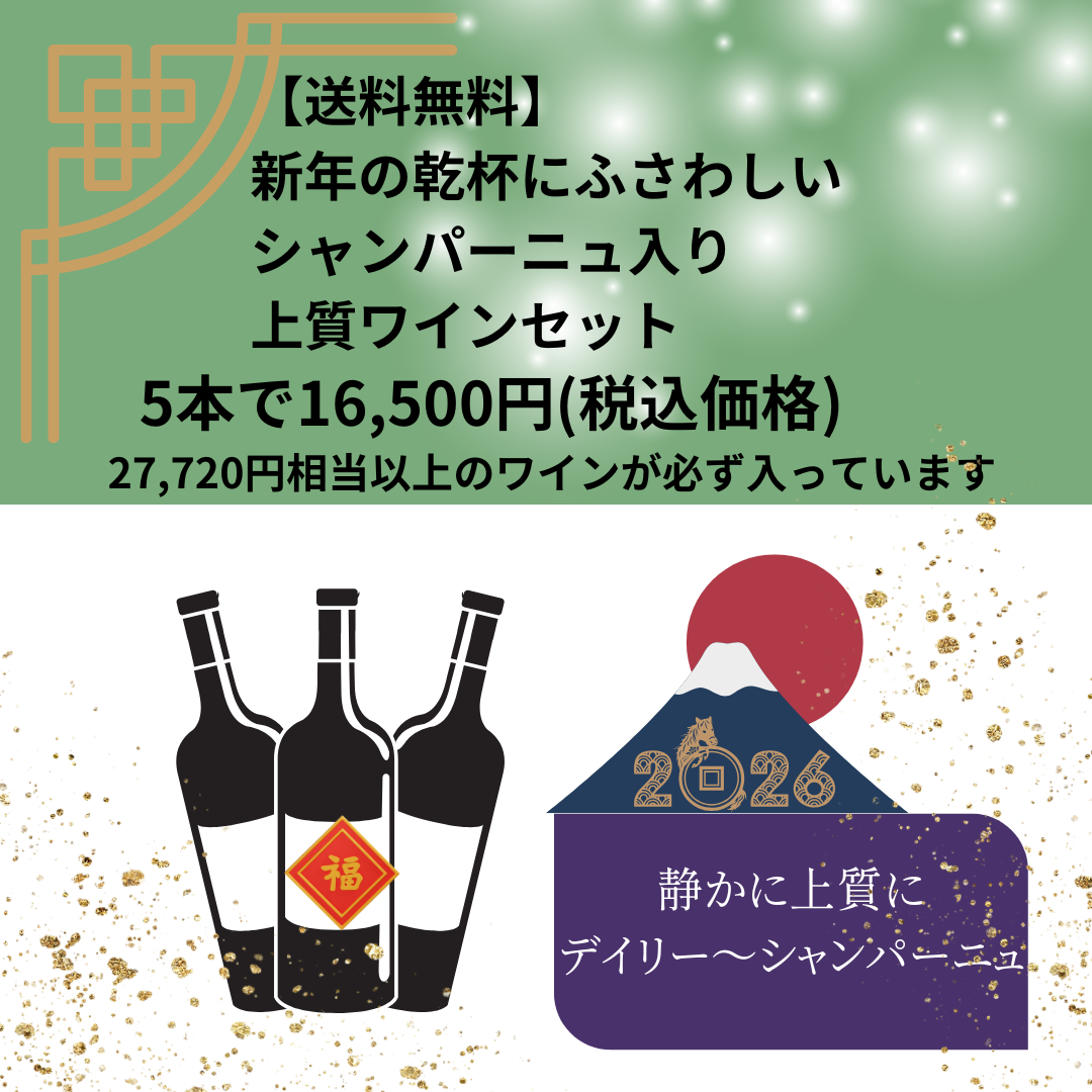 【送料無料】新年の乾杯にふさわしい シャンパーニュ入り 上質ワインセット　5本16,500円