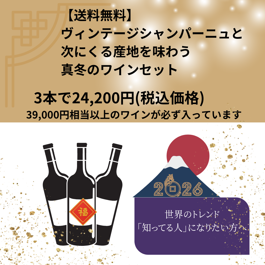 【送料無料】ヴィンテージシャンパーニュと次にくる産地を味わう真冬のワインセット　3本24,200円