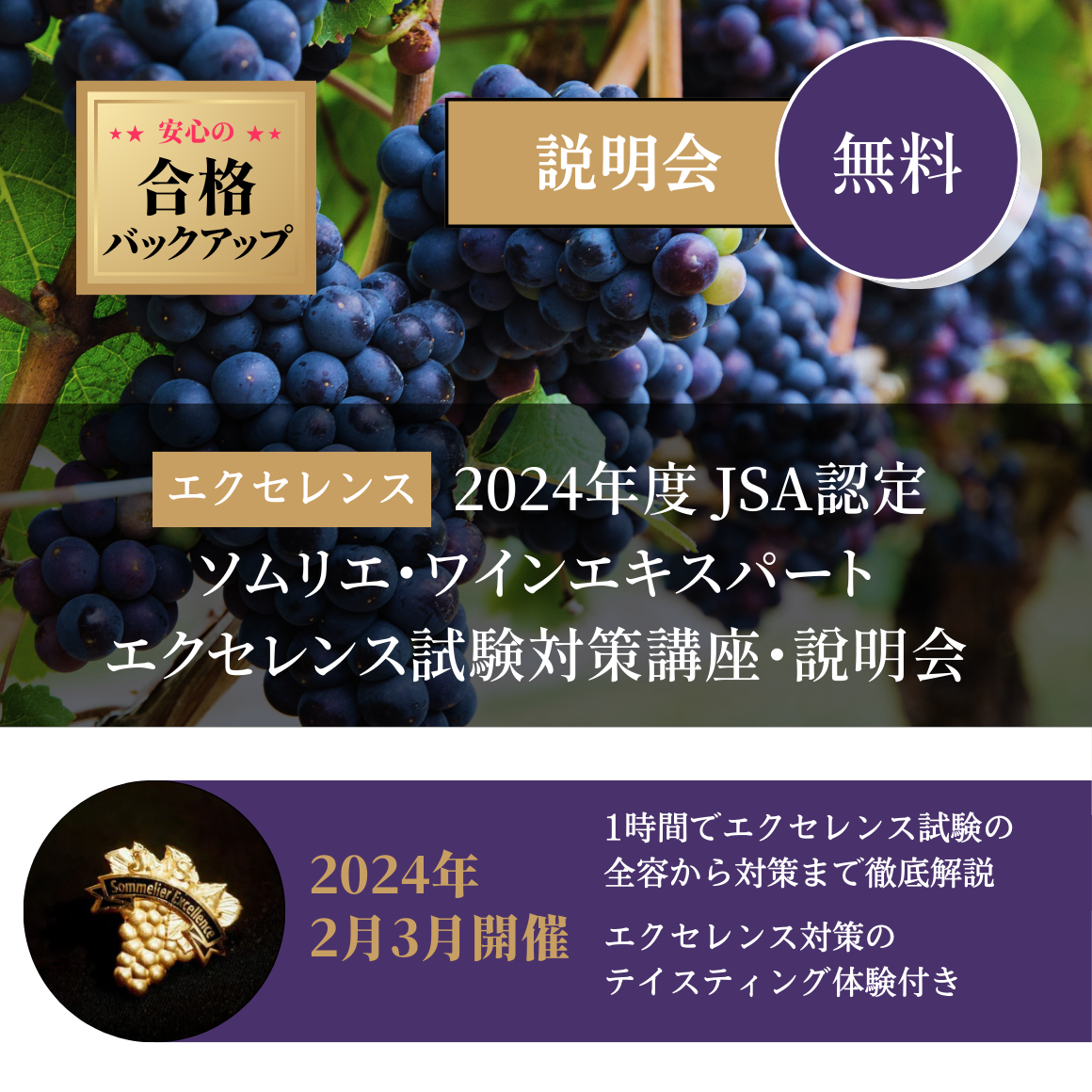 2024年2月29日｜2024年度 ソムリエ・ワインエキスパート エクセレンス試験対策講座・説明会